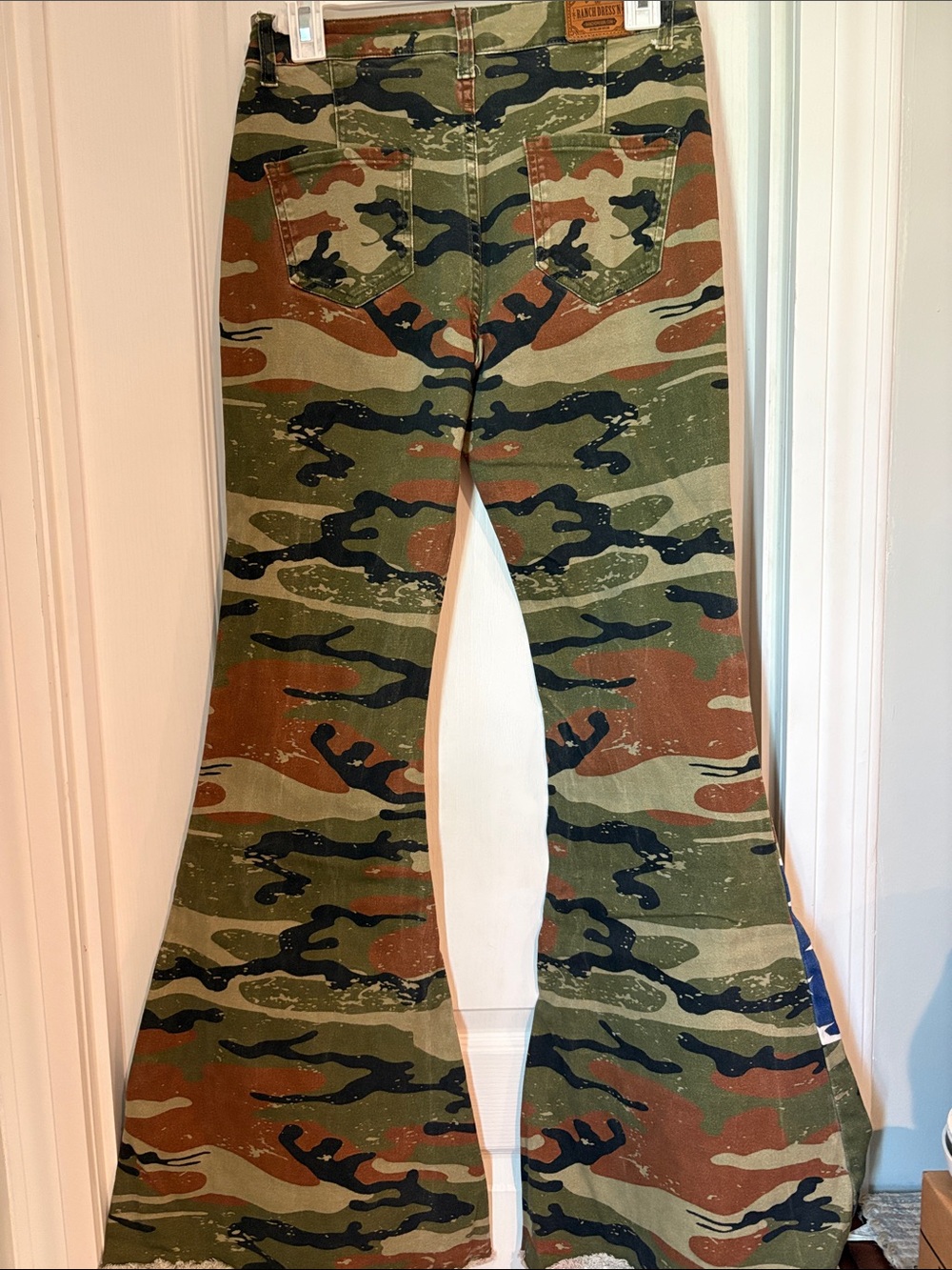 Camo Flare Jeans with American Flag Panels - Picture 2 of 2